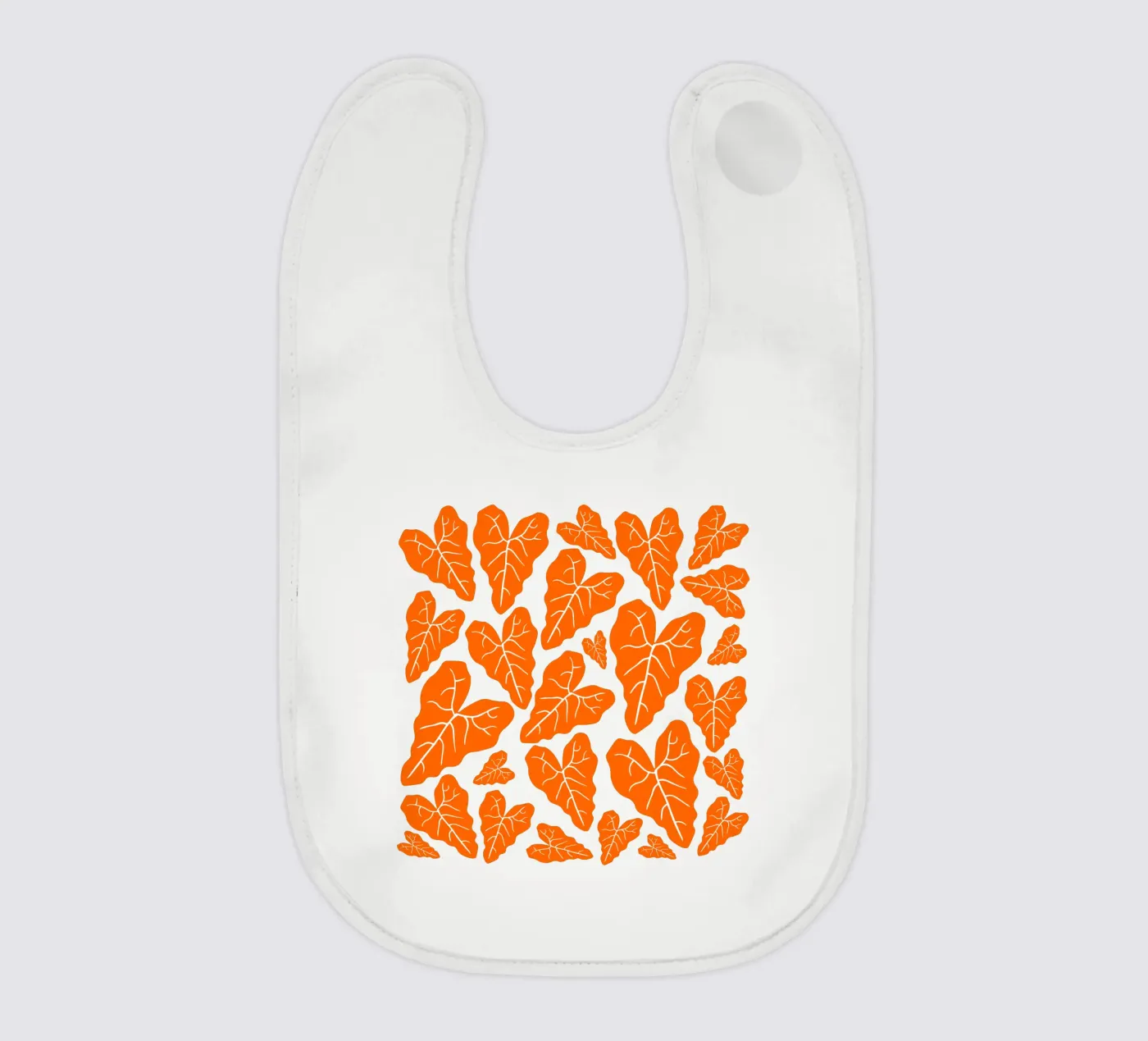 Orange leaves pattern baby slabbetje van baobabprintstore