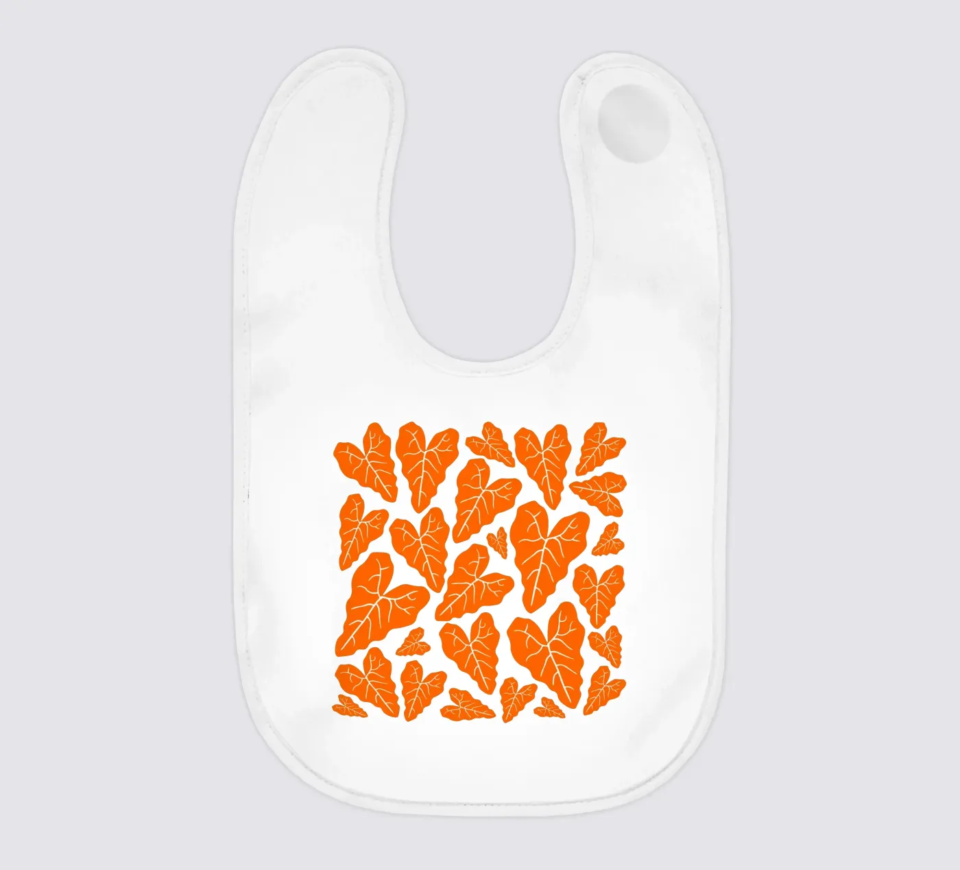 Orange leaves pattern baby slabbetje van baobabprintstore