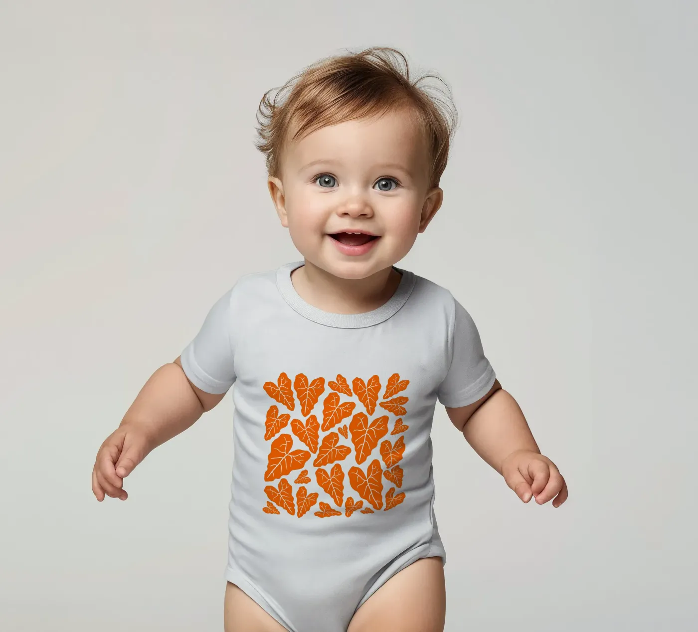 Orange leaves pattern body bébé de baobabprintstore