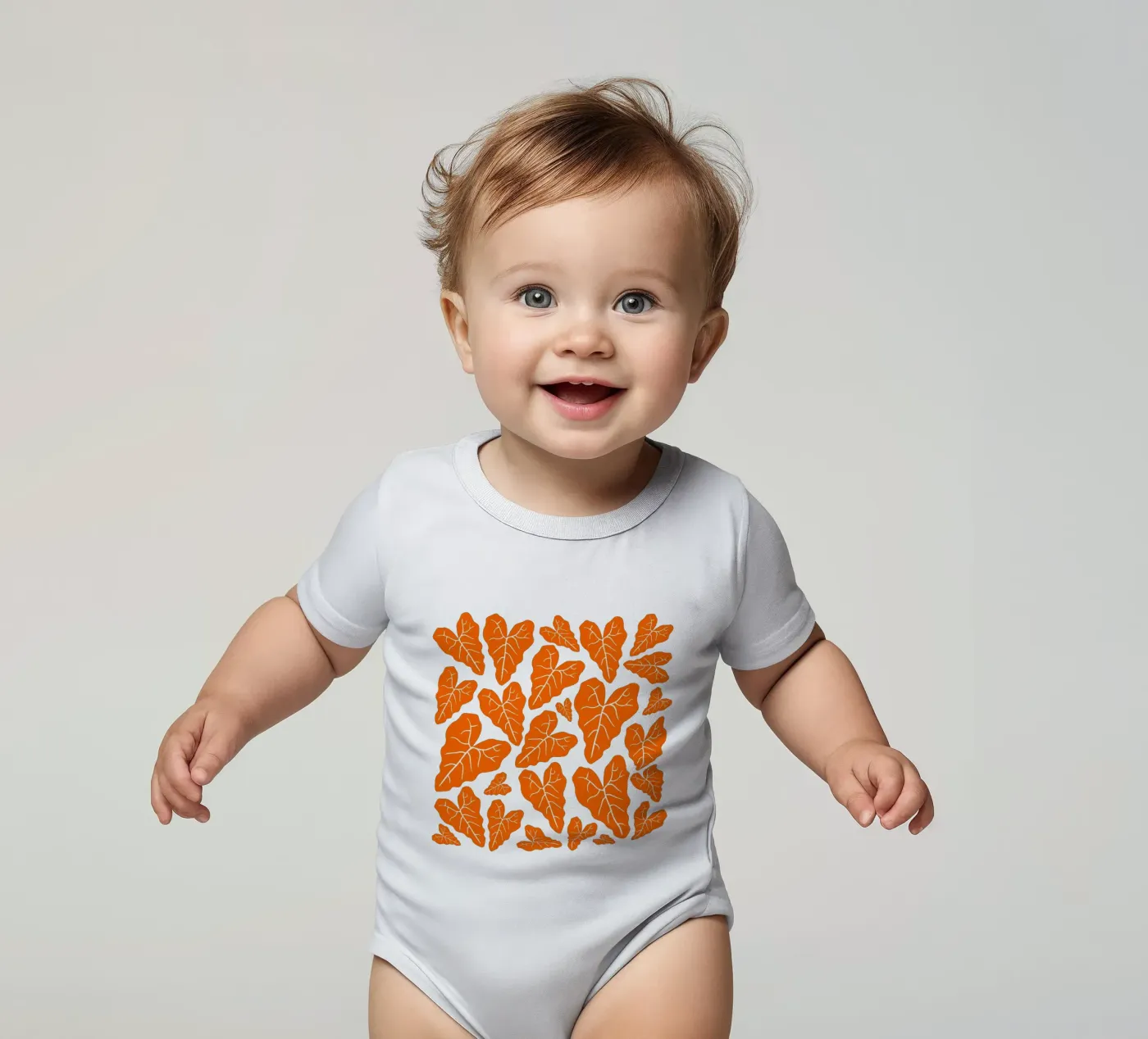 Orange leaves pattern body bébé de baobabprintstore