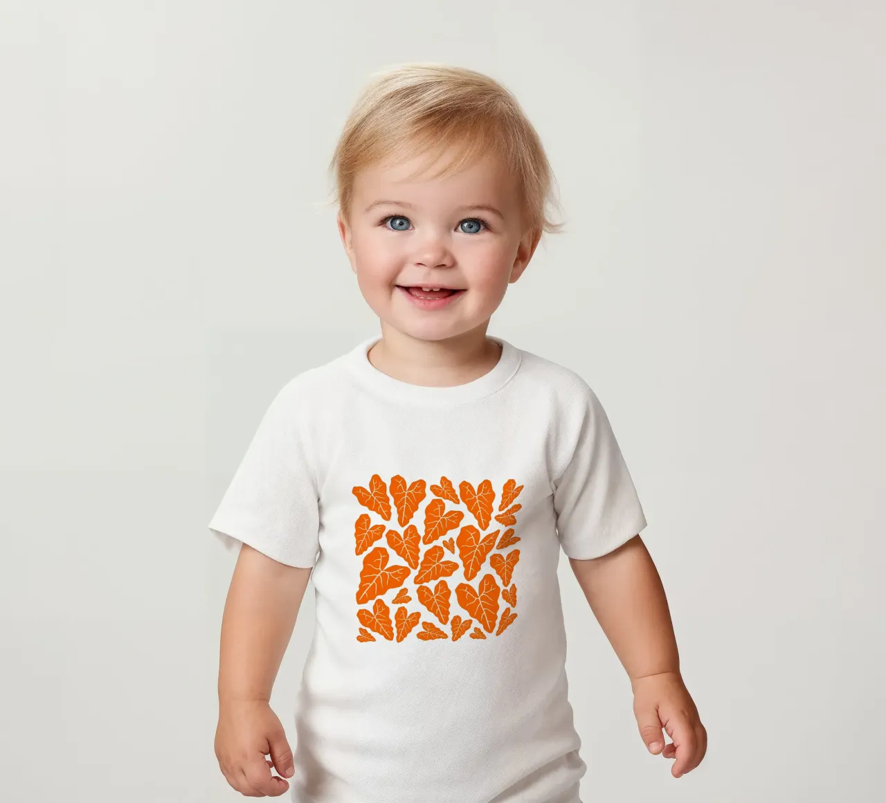 Orange leaves pattern maglietta neonato da baobabprintstore