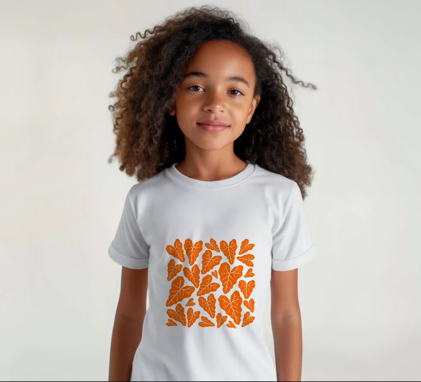 Orange leaves pattern t-shirt bambini da baobabprintstore