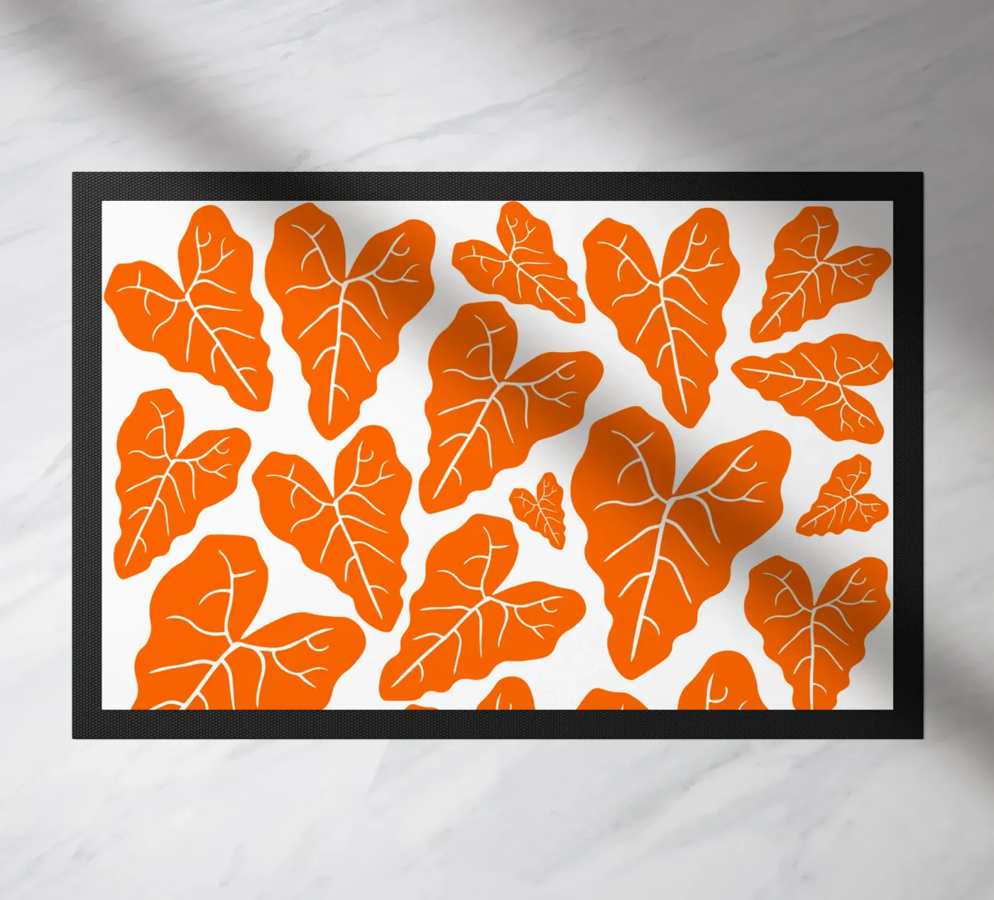 Orange leaves pattern deurmat van baobabprintstore