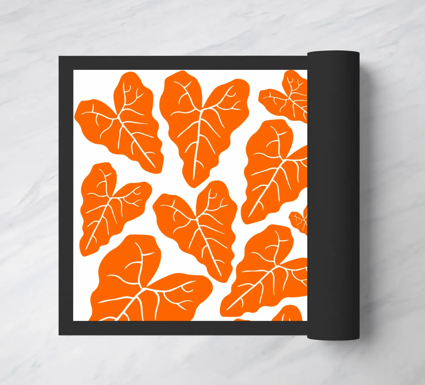 Orange leaves pattern deurmat van baobabprintstore