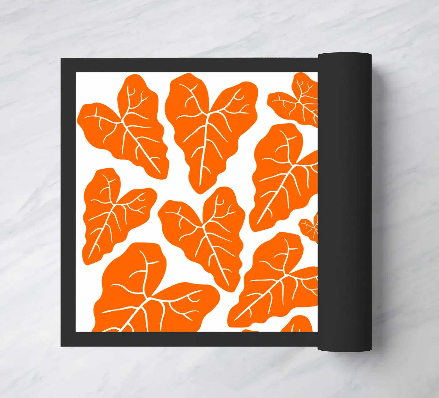Orange leaves pattern Fußmatte von baobabprintstore