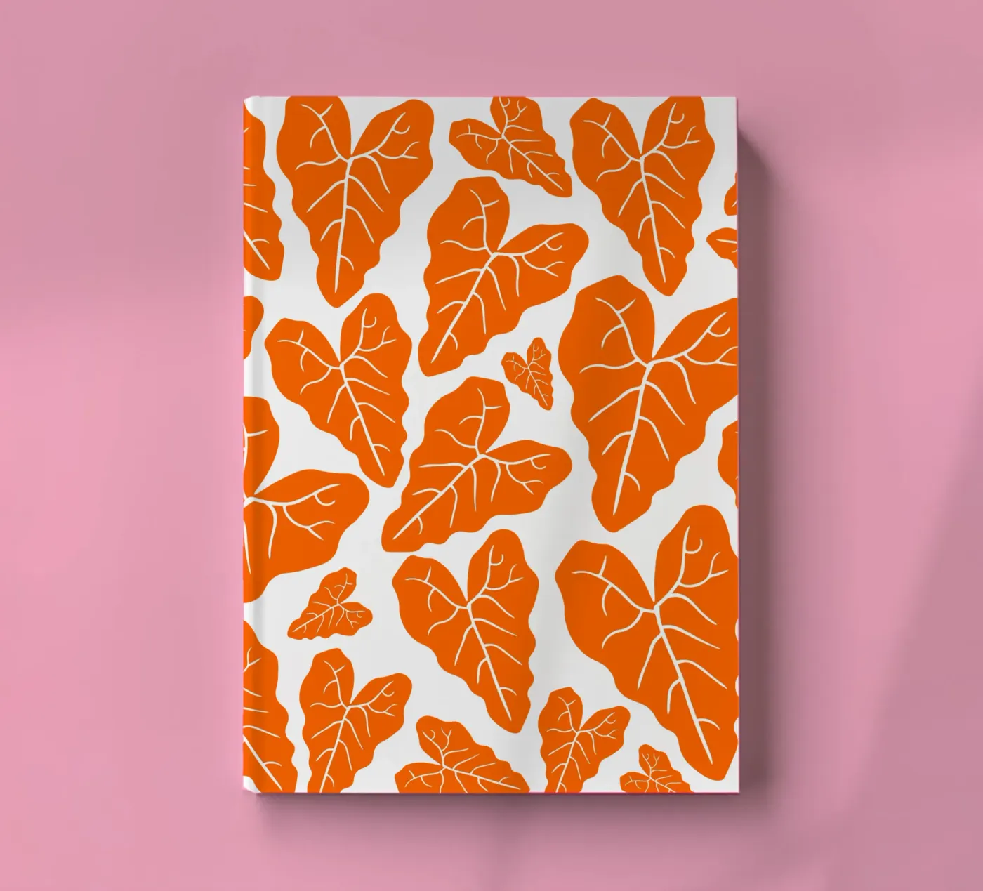 Orange leaves pattern notebook by baobabprintstore