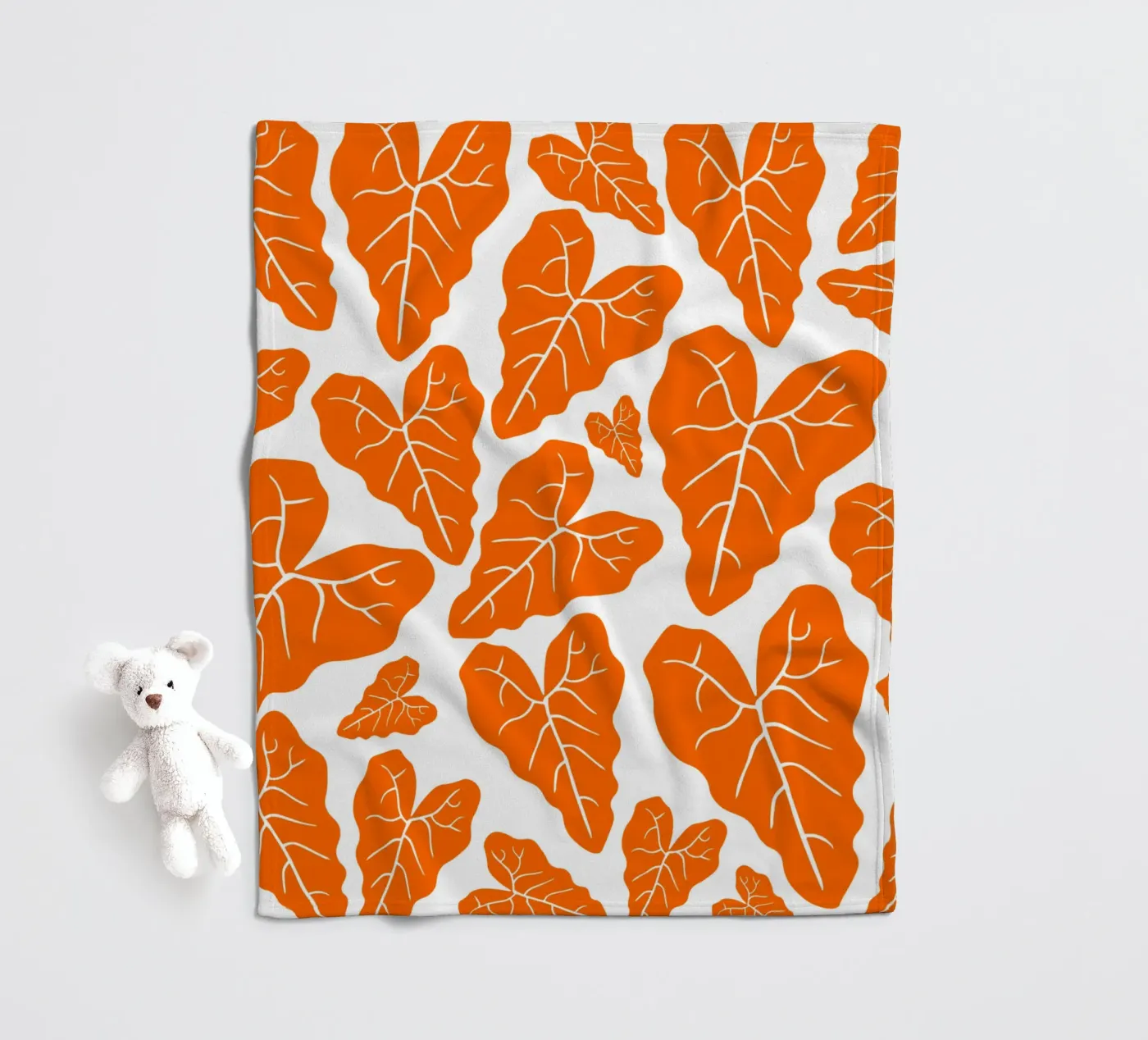 Orange leaves pattern fleecedeken van baobabprintstore