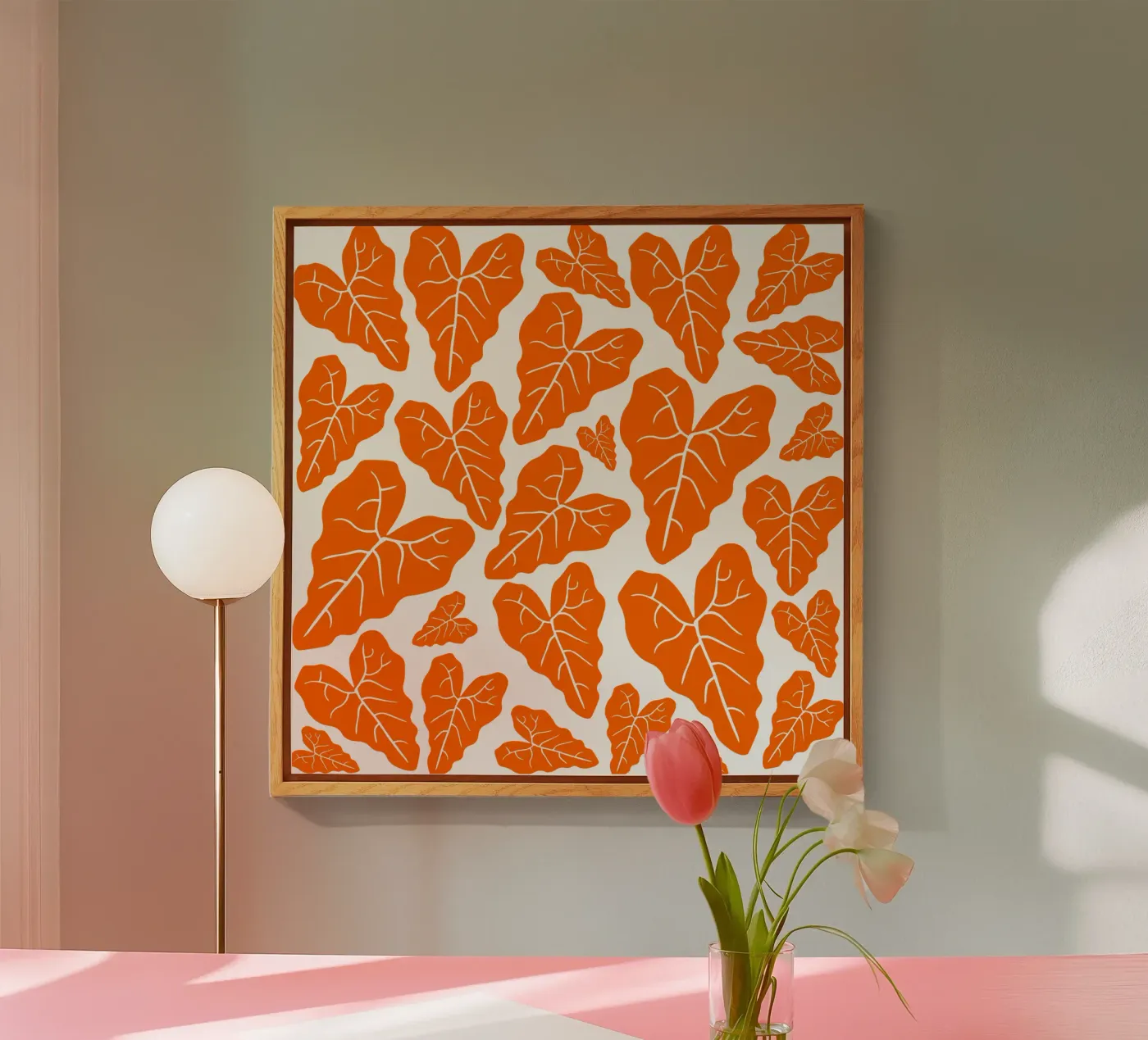 Orange leaves pattern acryl van baobabprintstore