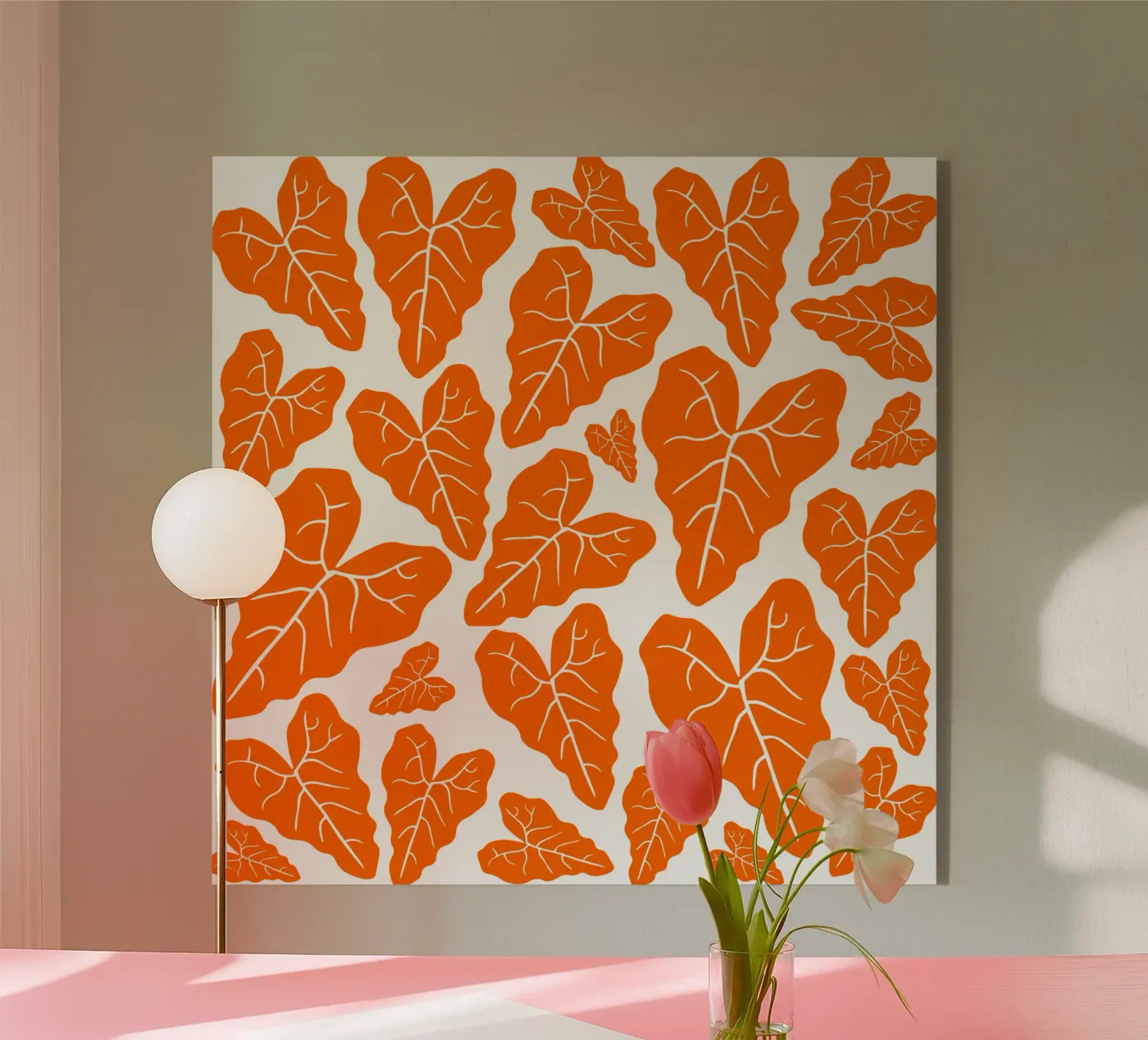 Orange leaves pattern acryl van baobabprintstore