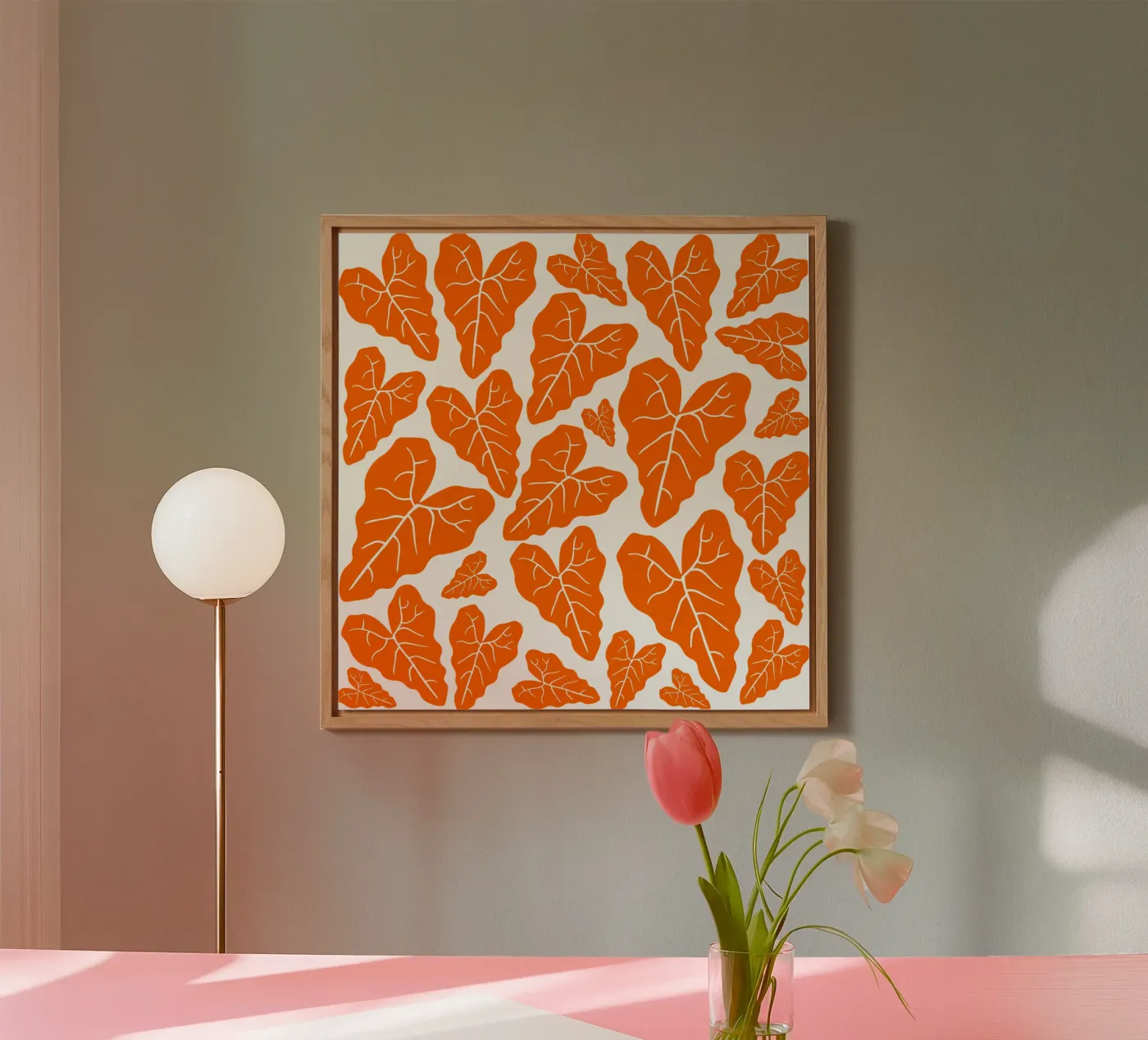 Orange leaves pattern pannello forex da baobabprintstore