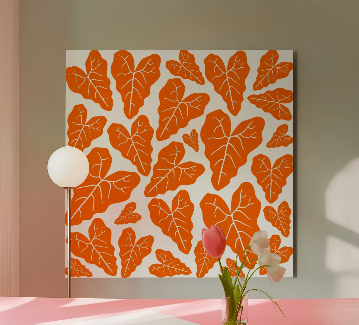 Orange leaves pattern pannello forex da baobabprintstore