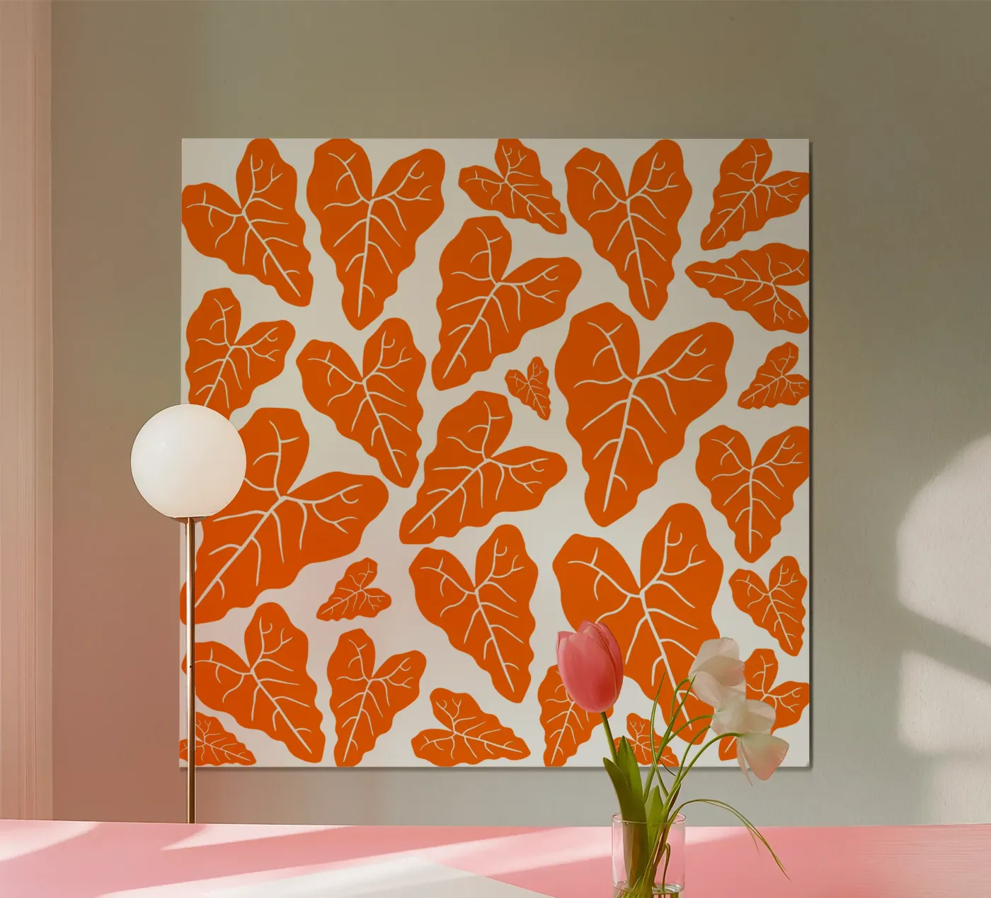 Orange leaves pattern poster by baobabprintstore