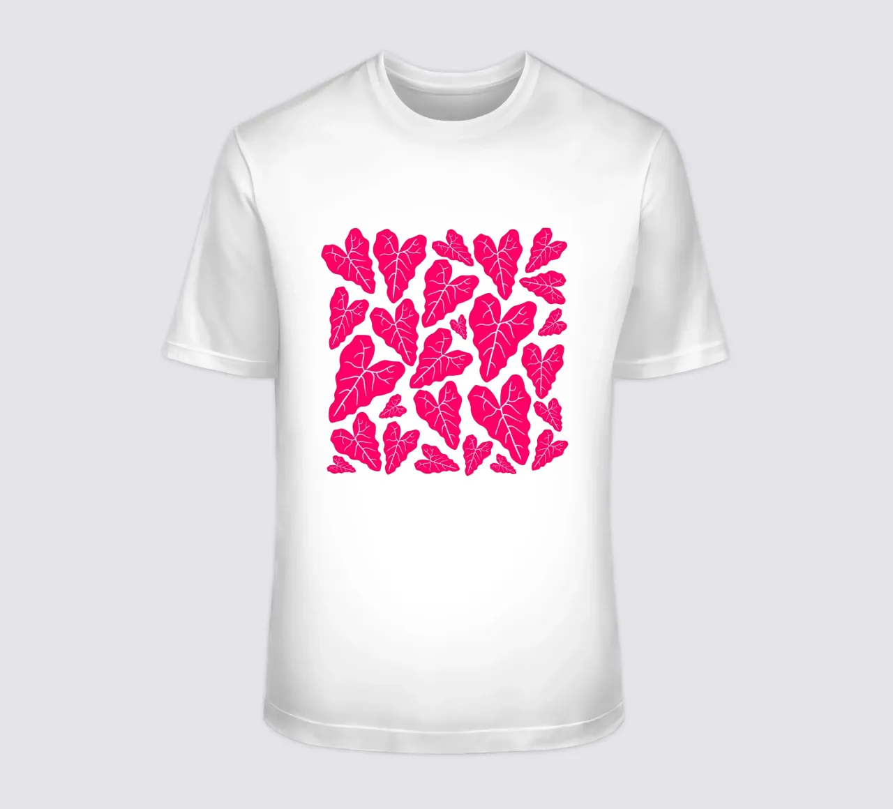 Pink leaves pattern t-shirt da baobabprintstore