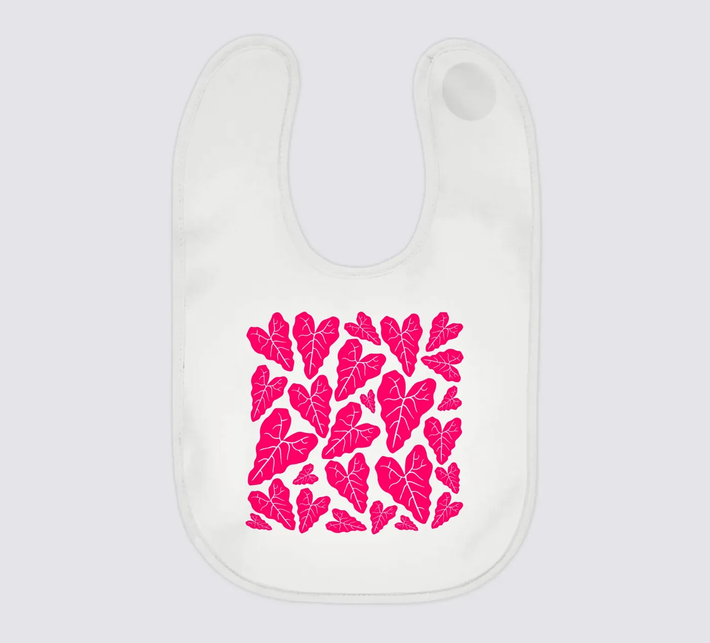Pink leaves pattern baby slabbetje van baobabprintstore