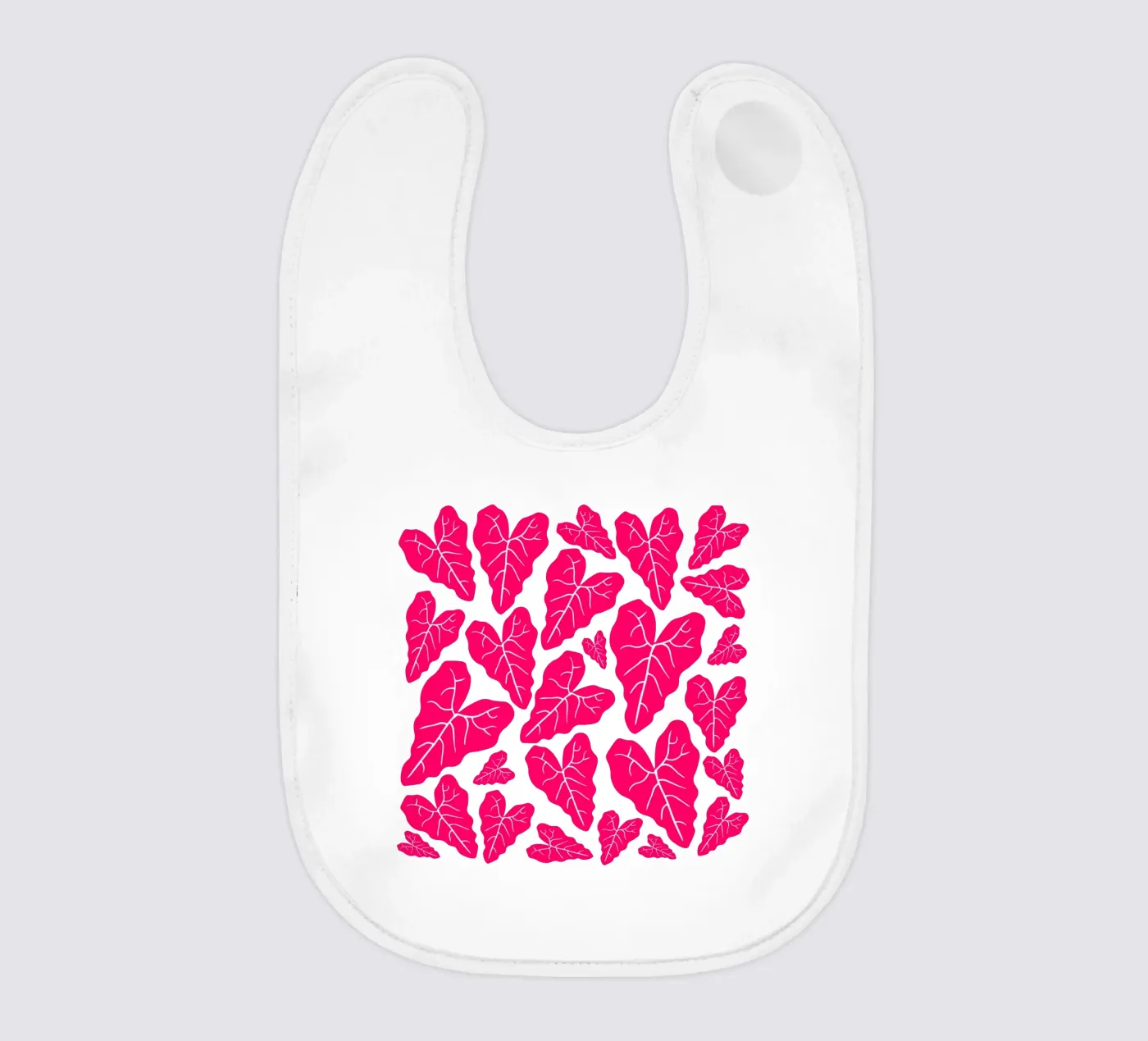 Pink leaves pattern baby slabbetje van baobabprintstore