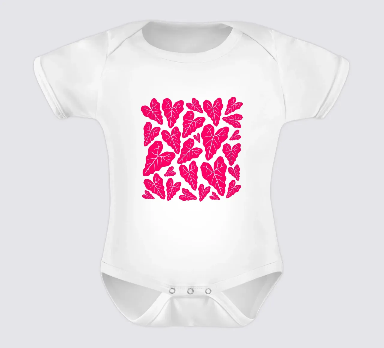 Pink leaves pattern body neonato maniche corte da baobabprintstore
