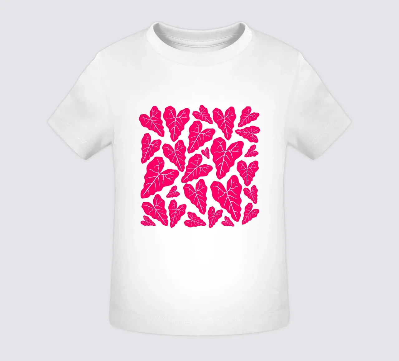 Pink leaves pattern maglietta neonato da baobabprintstore