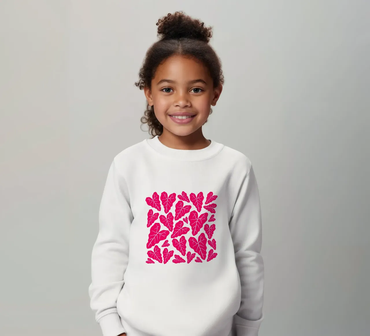 Pink leaves pattern felpa bambino da baobabprintstore