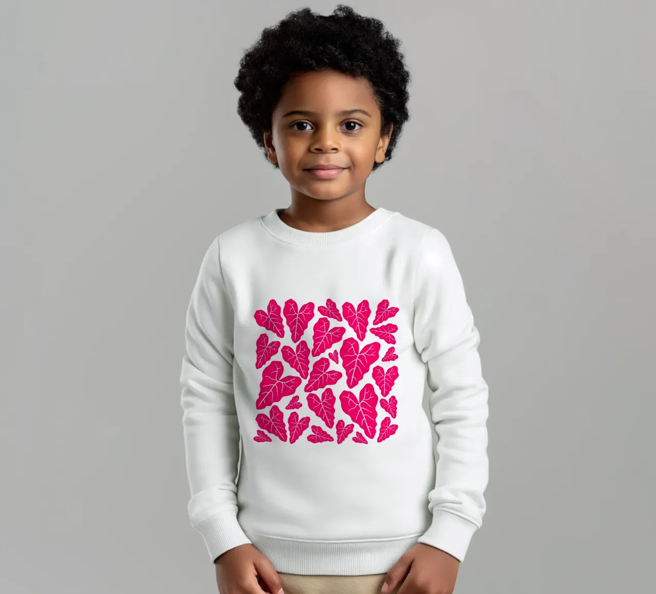 Pink leaves pattern felpa bambino da baobabprintstore