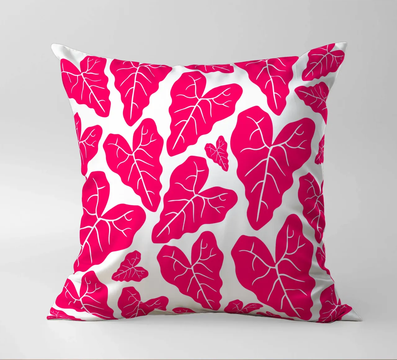 Pink leaves pattern cuscino da baobabprintstore