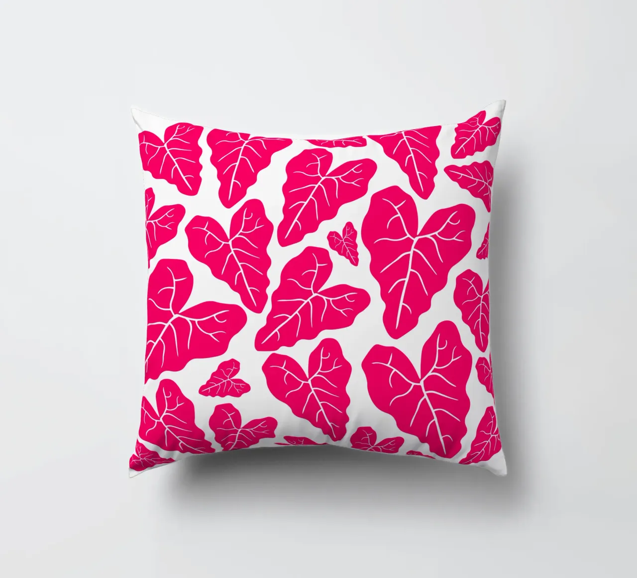 Pink leaves pattern cuscino da baobabprintstore