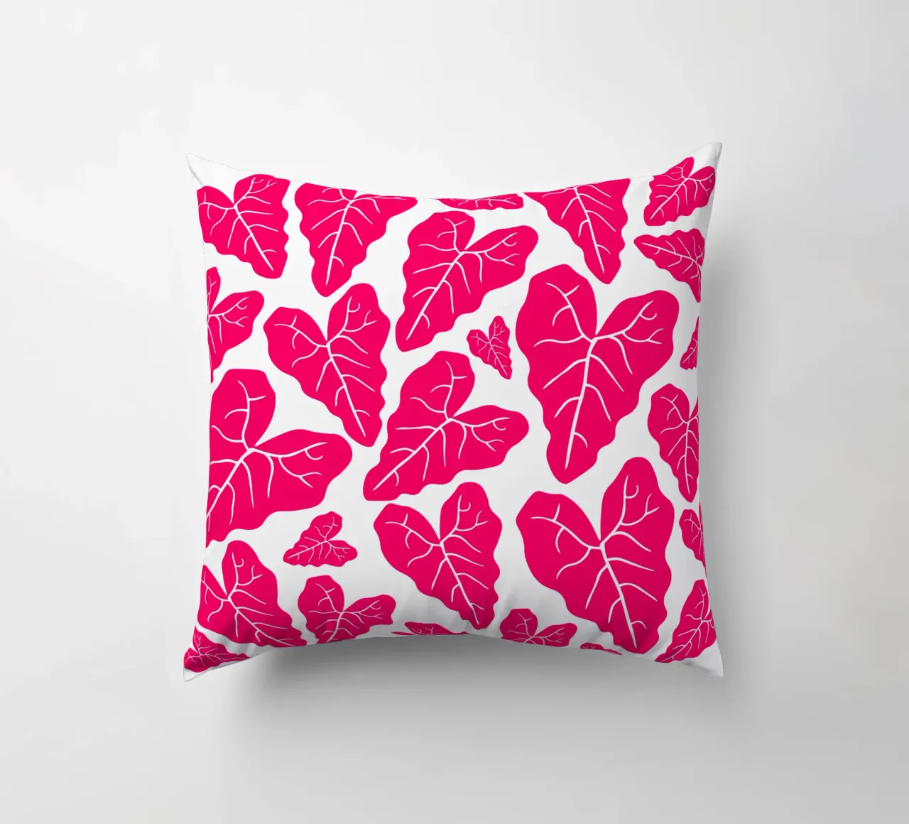 Pink leaves pattern cuscino da baobabprintstore