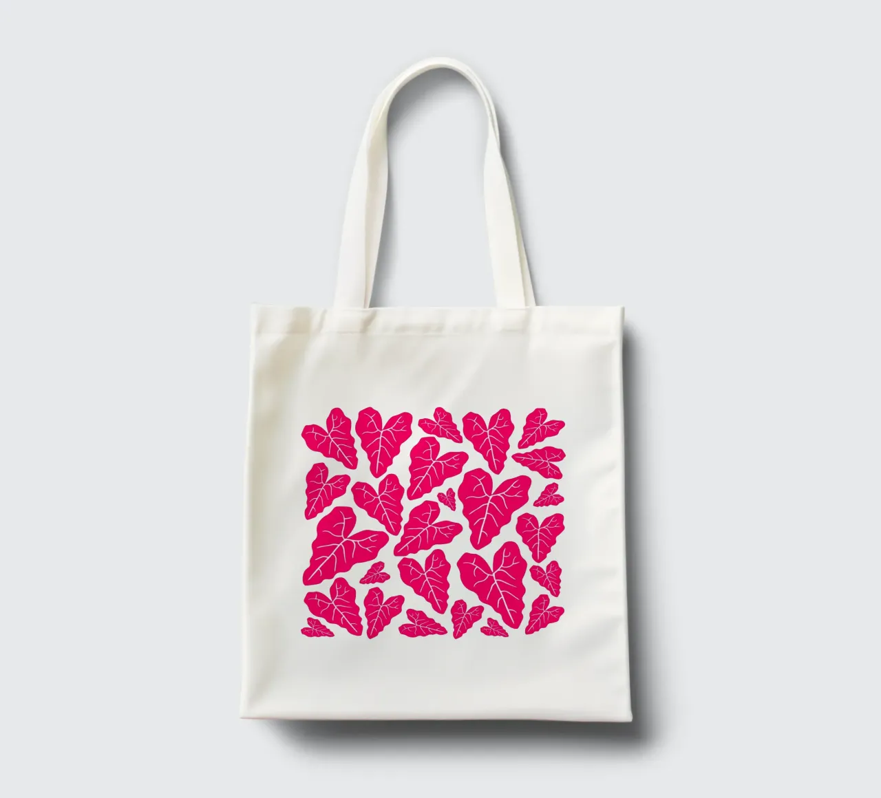 Pink leaves pattern borsa in juta da baobabprintstore