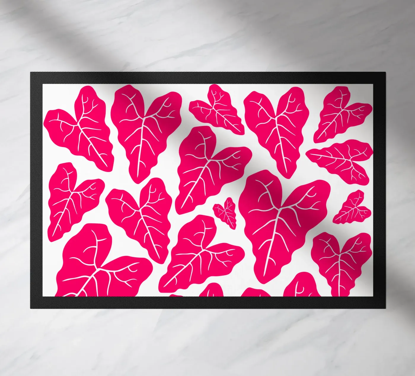 Pink leaves pattern doormat by baobabprintstore