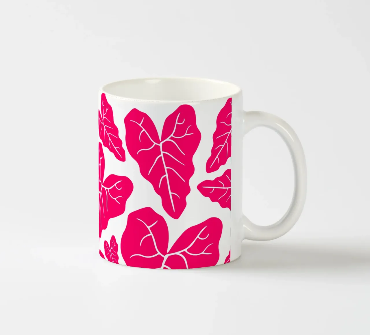 Pink leaves pattern tazza in ceramica da baobabprintstore