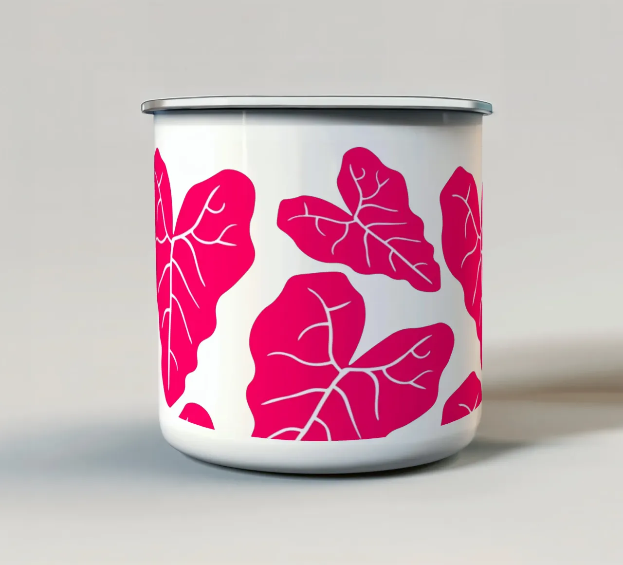 Pink leaves pattern tazza in smalto da baobabprintstore