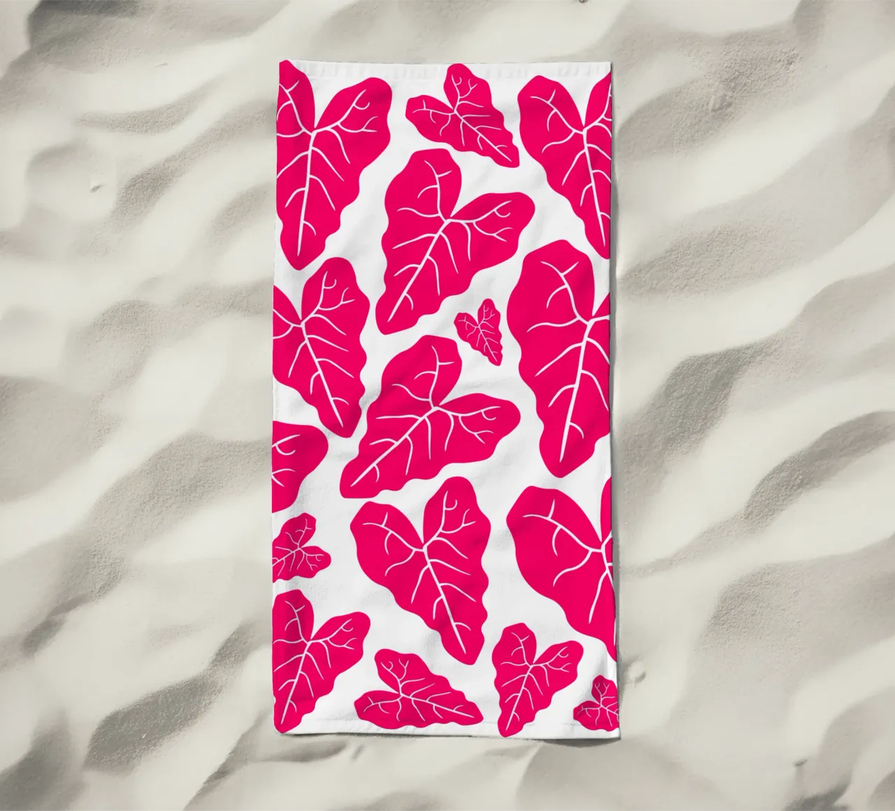 Pink leaves pattern telo mare da baobabprintstore