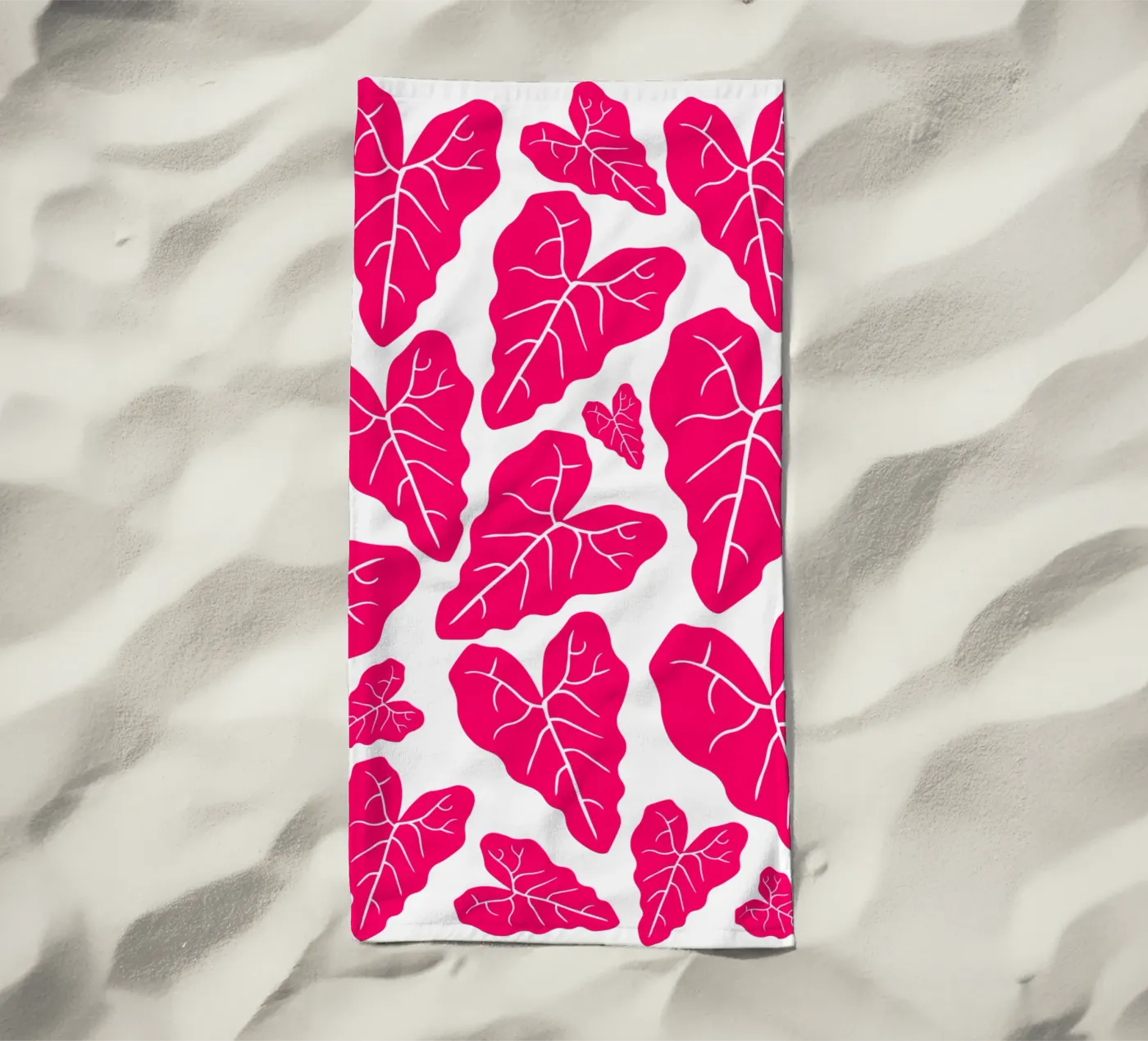 Pink leaves pattern telo mare da baobabprintstore
