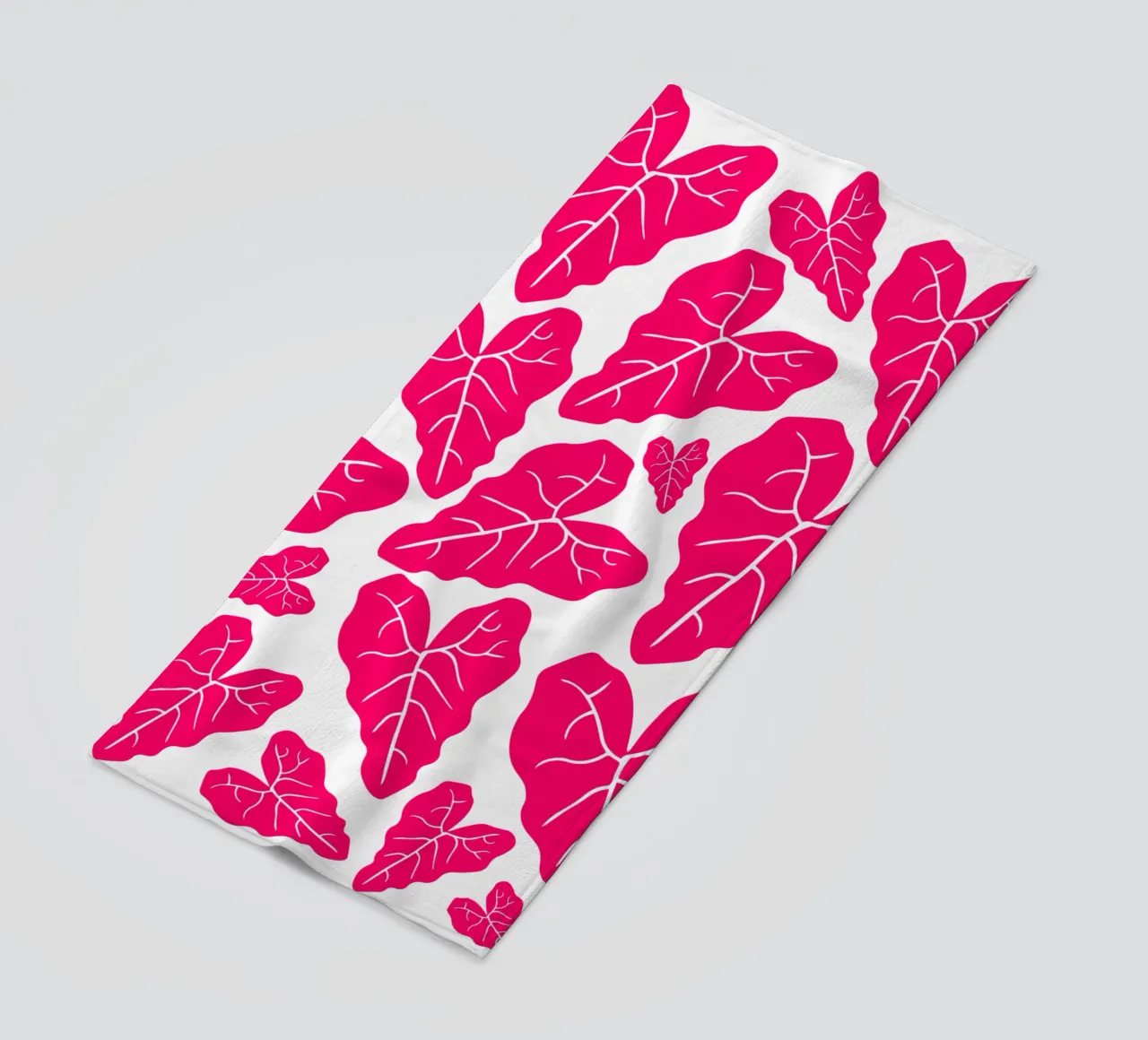 Pink leaves pattern telo mare da baobabprintstore