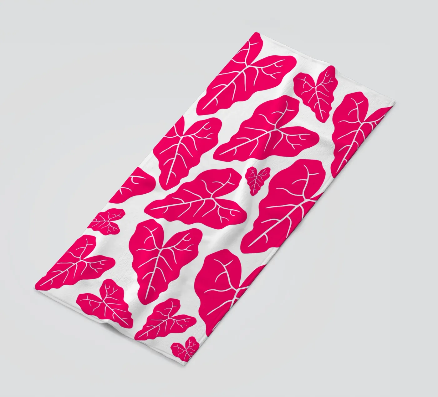 Pink leaves pattern telo mare da baobabprintstore