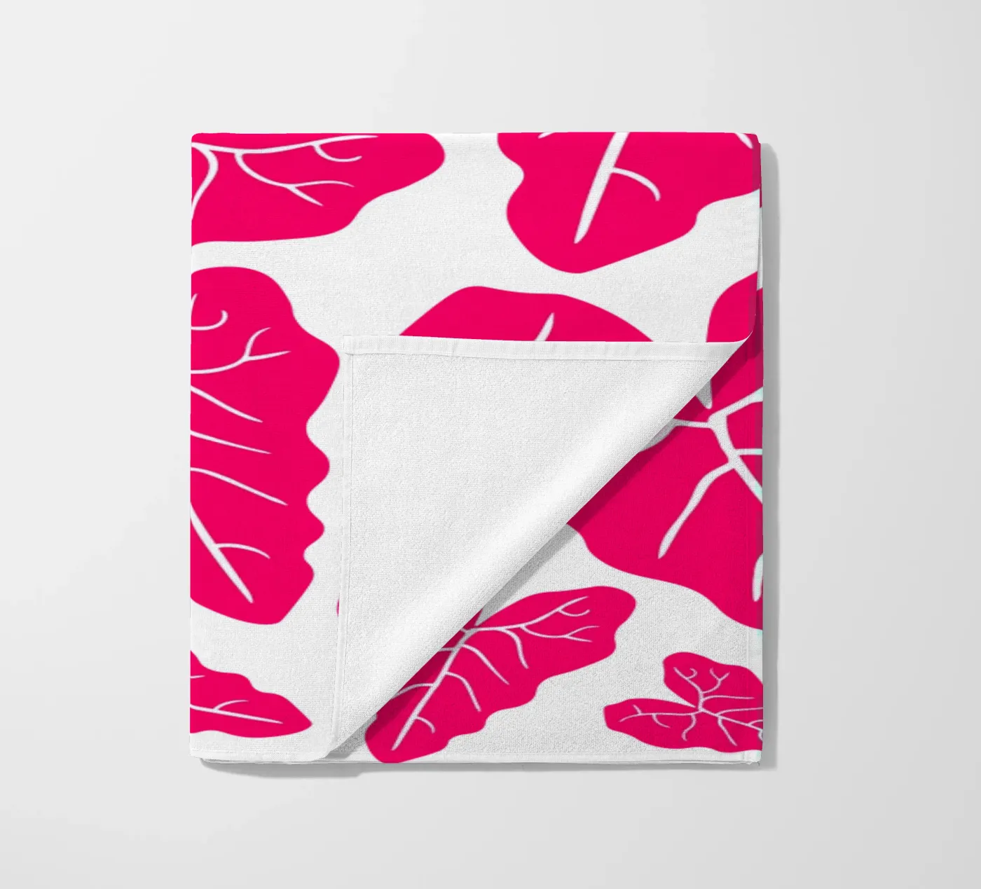 Pink leaves pattern telo mare da baobabprintstore