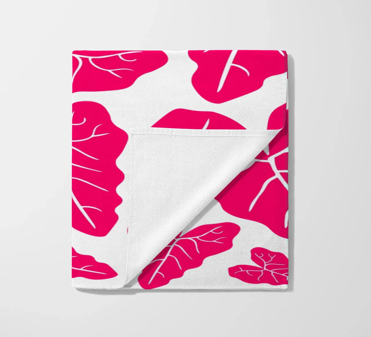 Pink leaves pattern telo mare da baobabprintstore