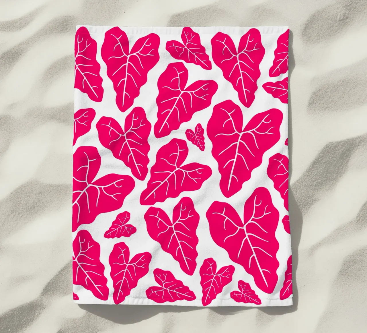 Pink leaves pattern telo mare da baobabprintstore