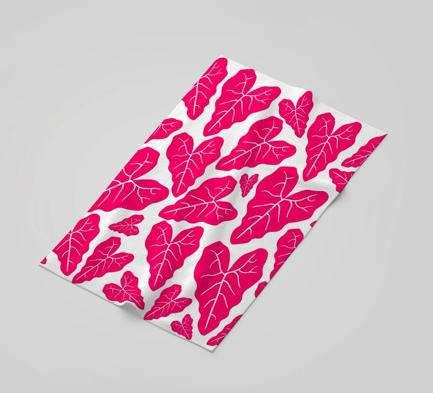 Pink leaves pattern telo mare da baobabprintstore
