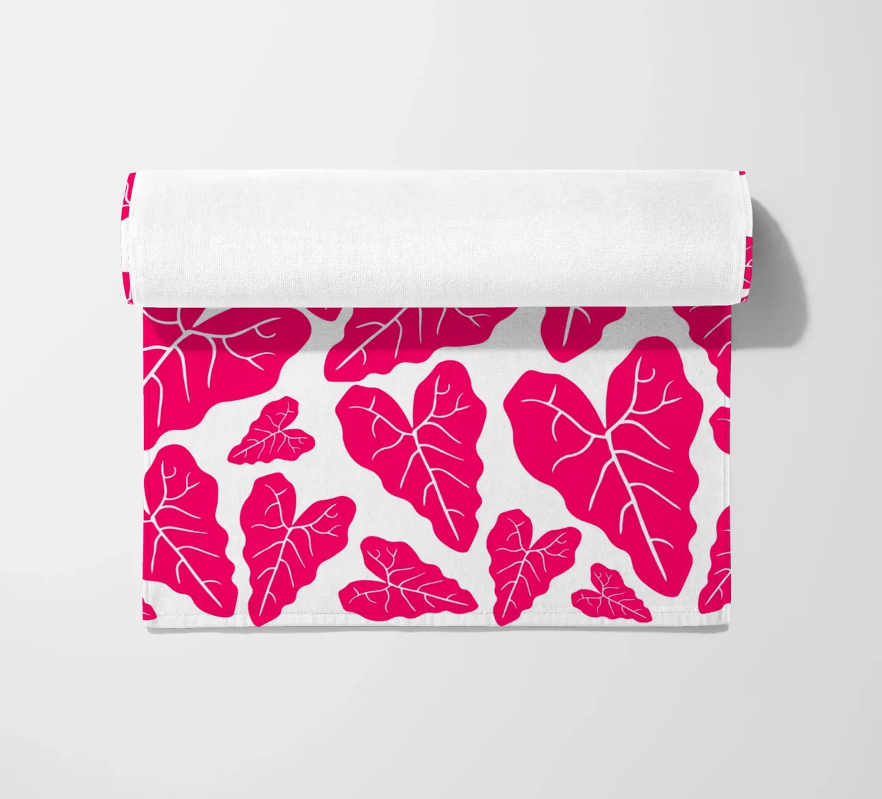 Pink leaves pattern telo mare da baobabprintstore