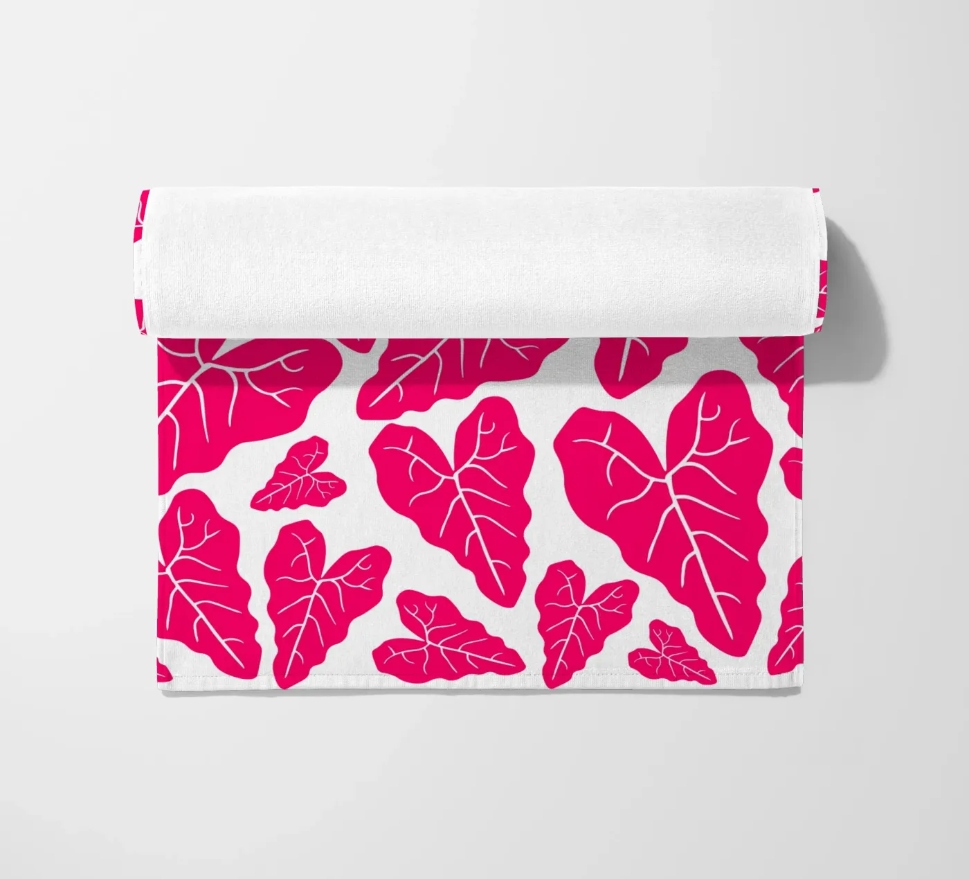 Pink leaves pattern telo mare da baobabprintstore