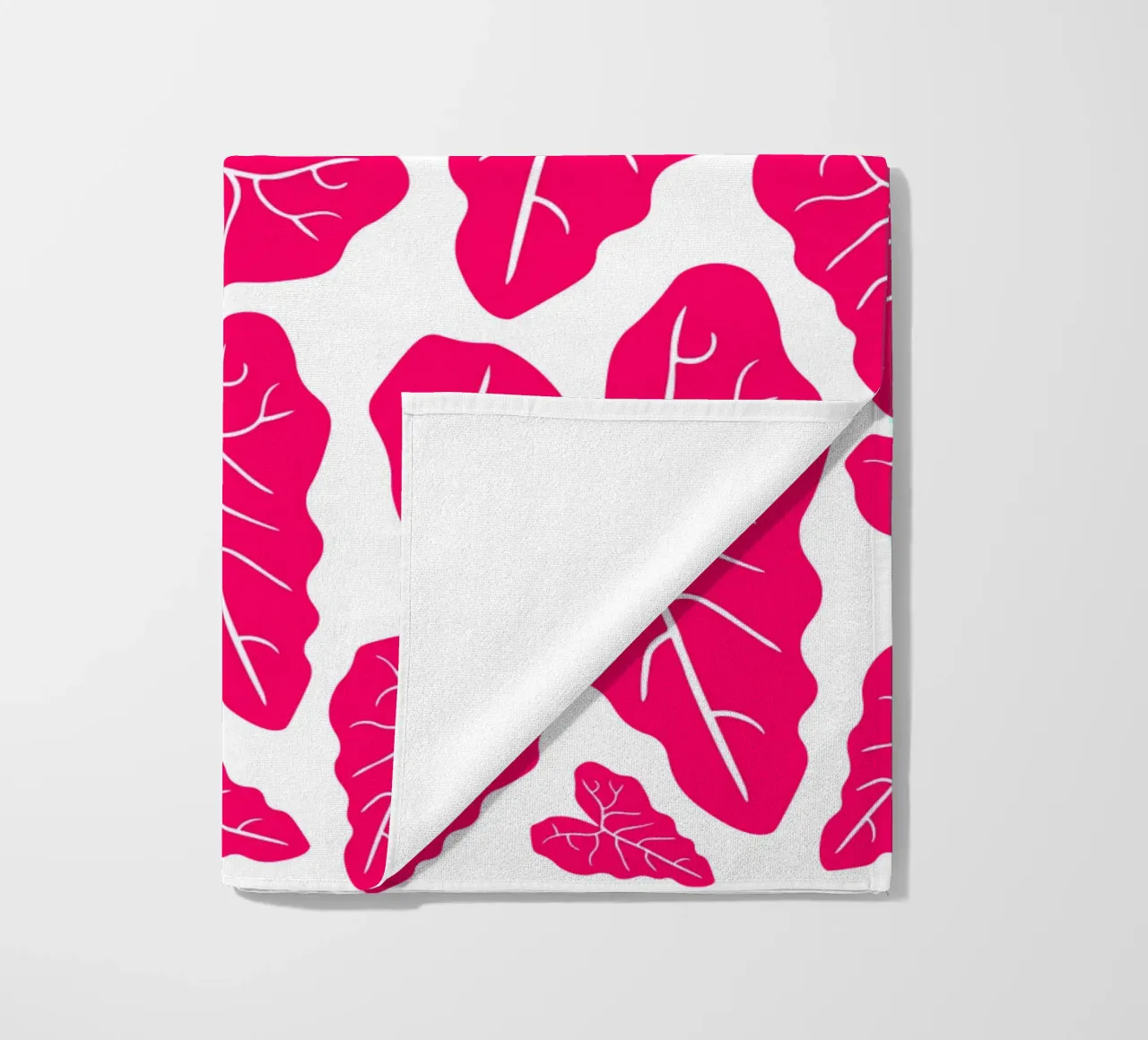 Pink leaves pattern telo mare da baobabprintstore