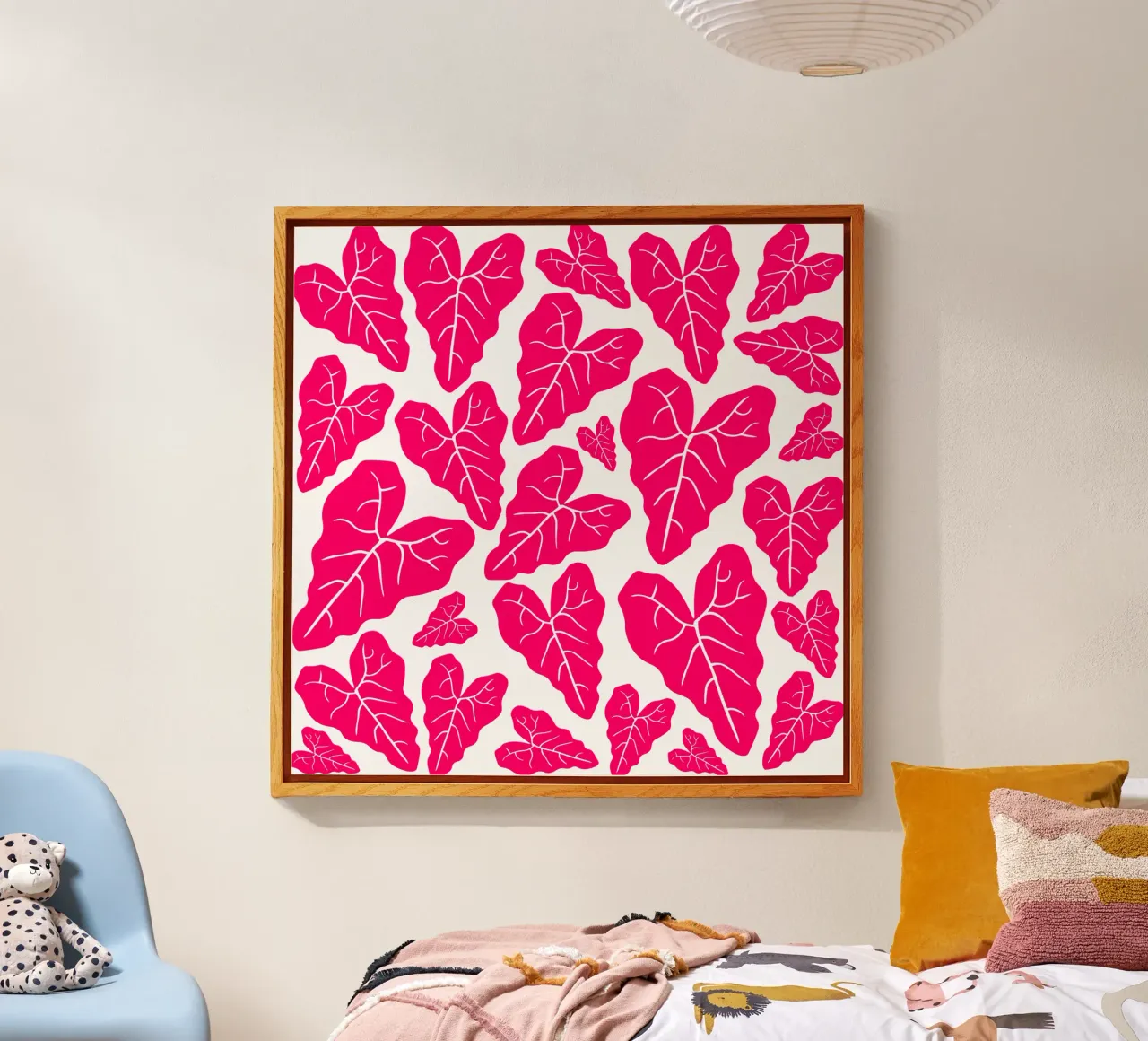 Pink leaves pattern plexiglass da baobabprintstore