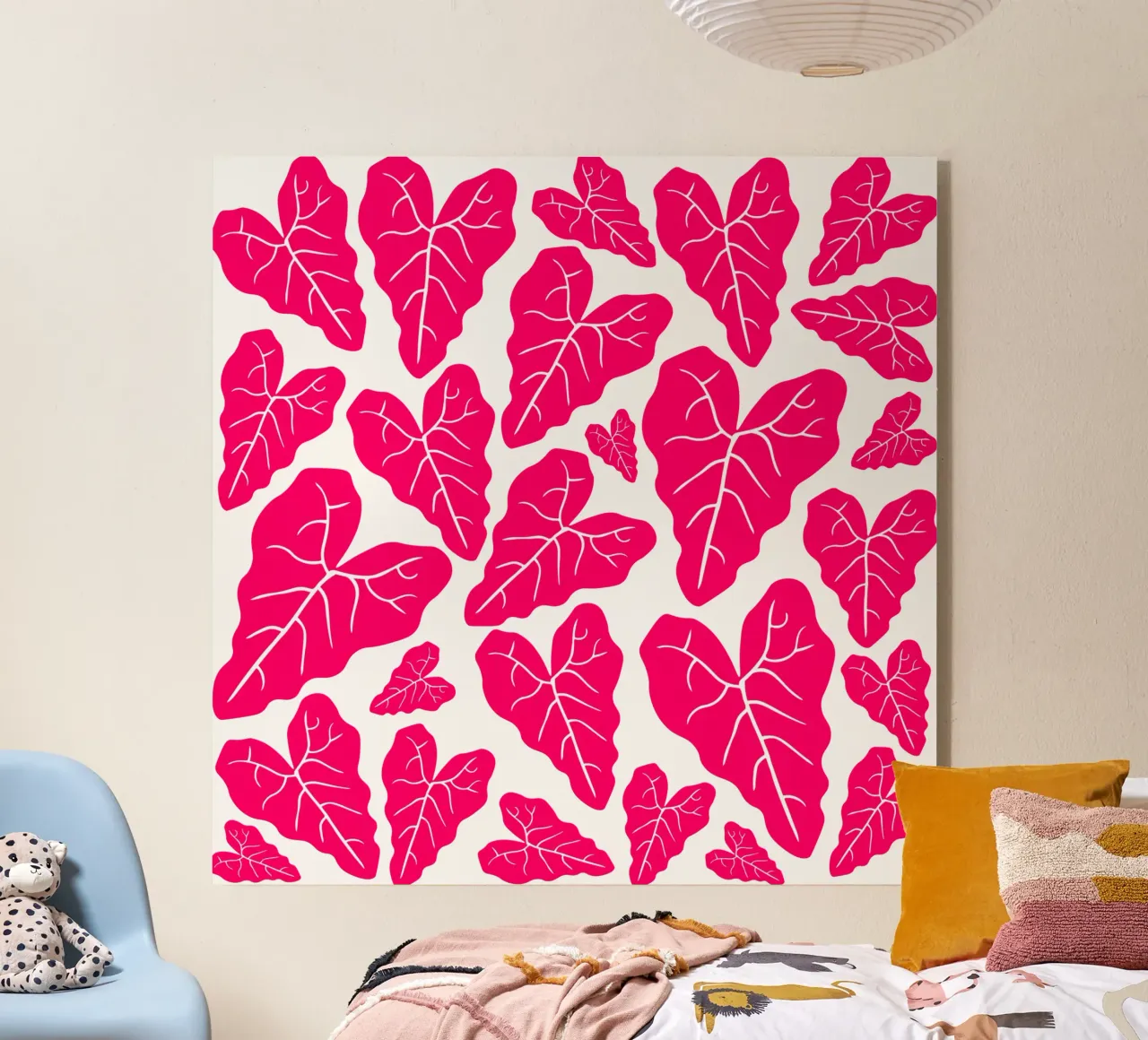 Pink leaves pattern plexiglass da baobabprintstore