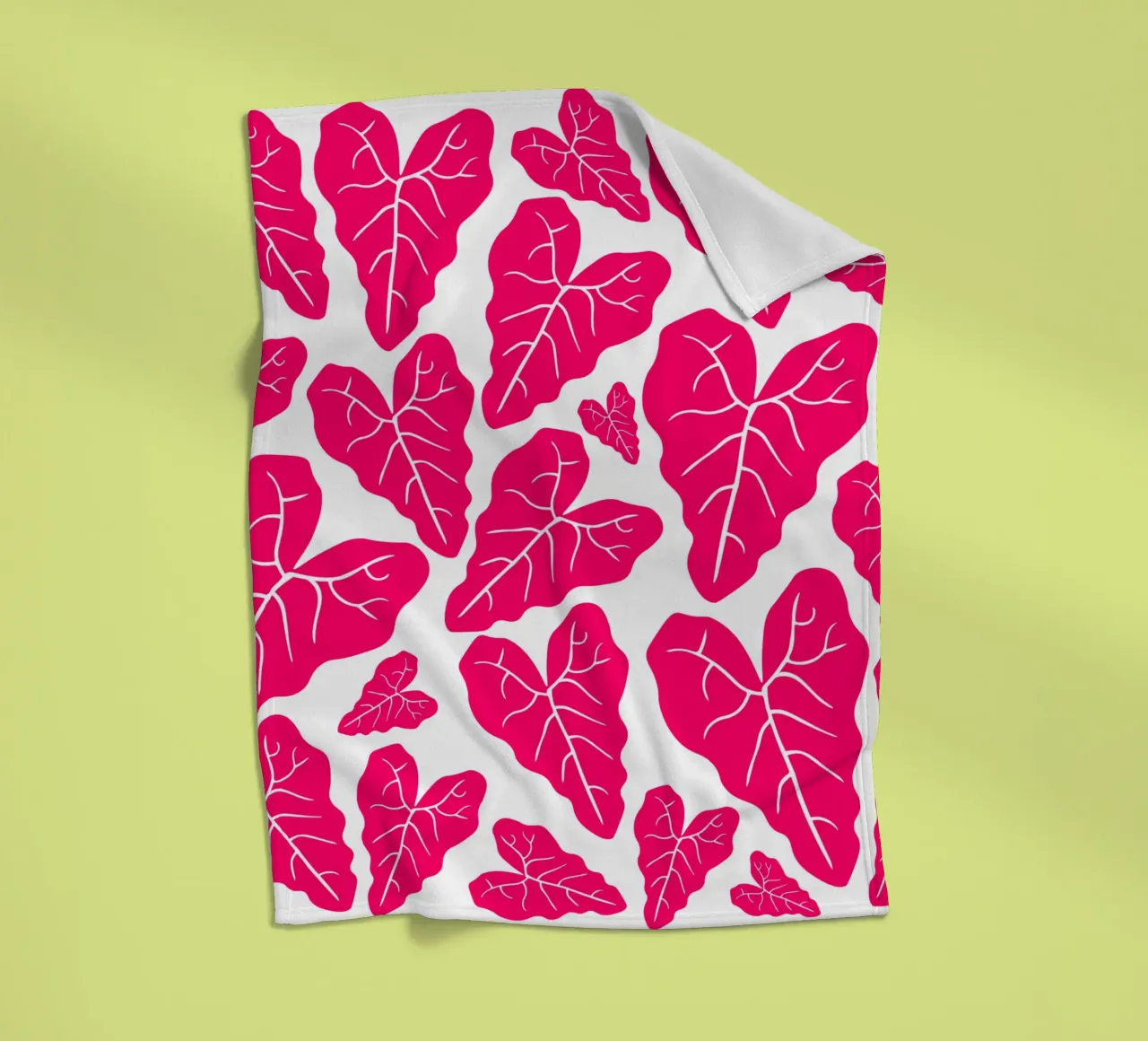 Pink leaves pattern coperta in pile da baobabprintstore