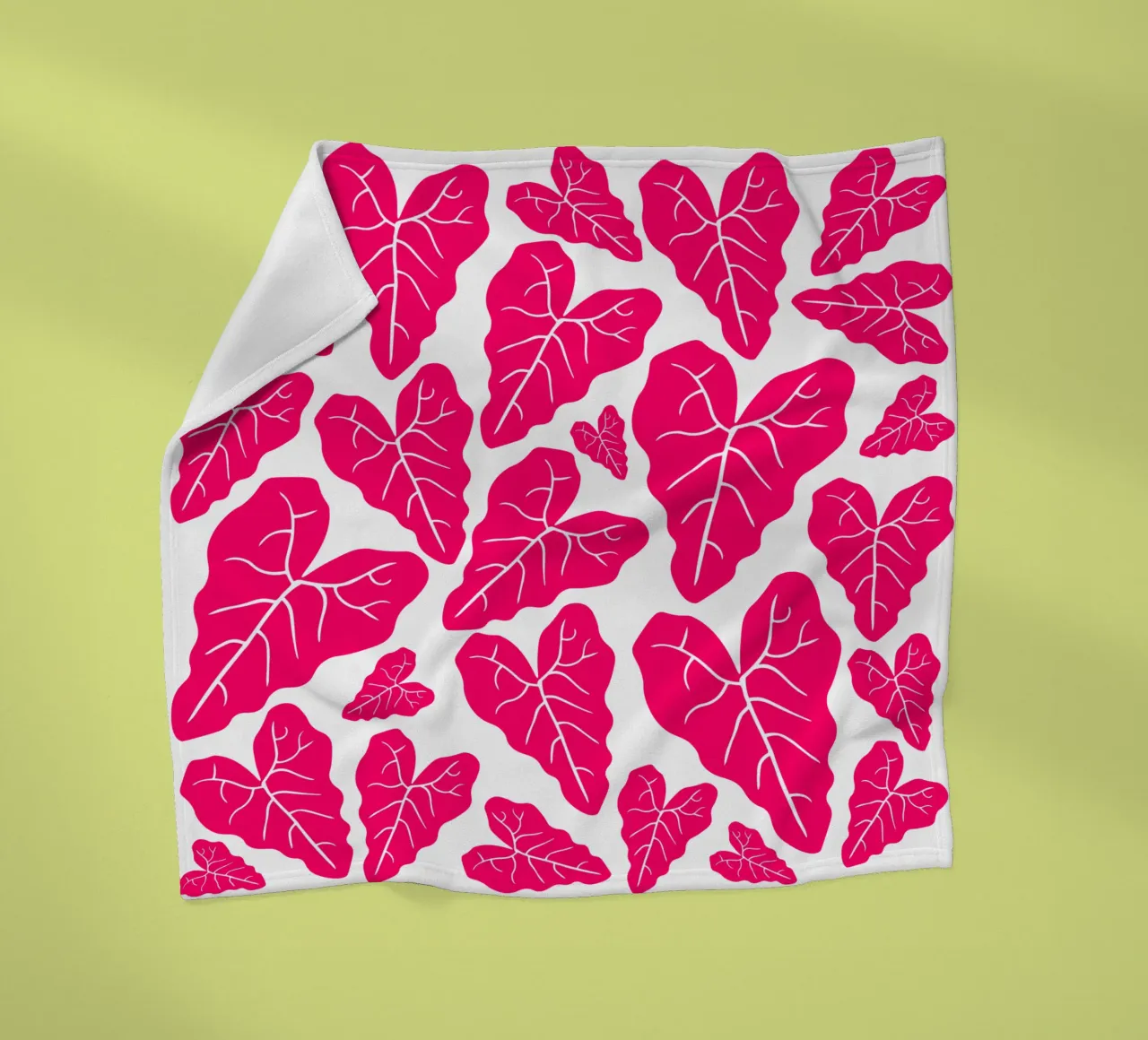 Pink leaves pattern coperta in pile da baobabprintstore
