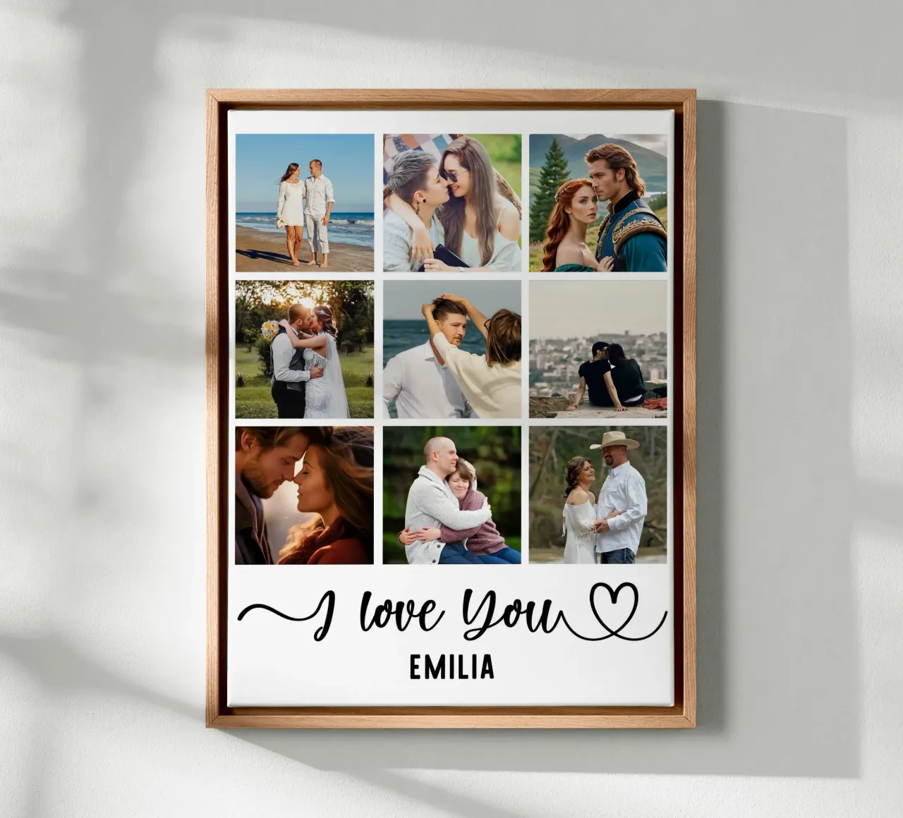 Personalisierte Ich liebe dich Valentine benutzerdefinierte 10 Foto-Collage Leinwand mit Schattenfugenrahmen von Personalized Art