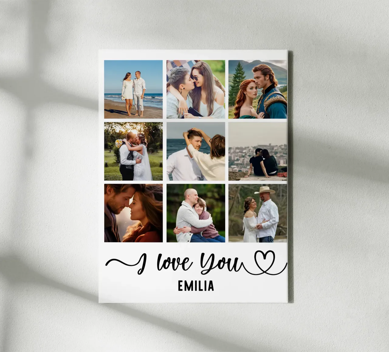 Personalisierte Ich liebe dich Valentine benutzerdefinierte 10 Foto-Collage Leinwand mit Schattenfugenrahmen von Personalized Art