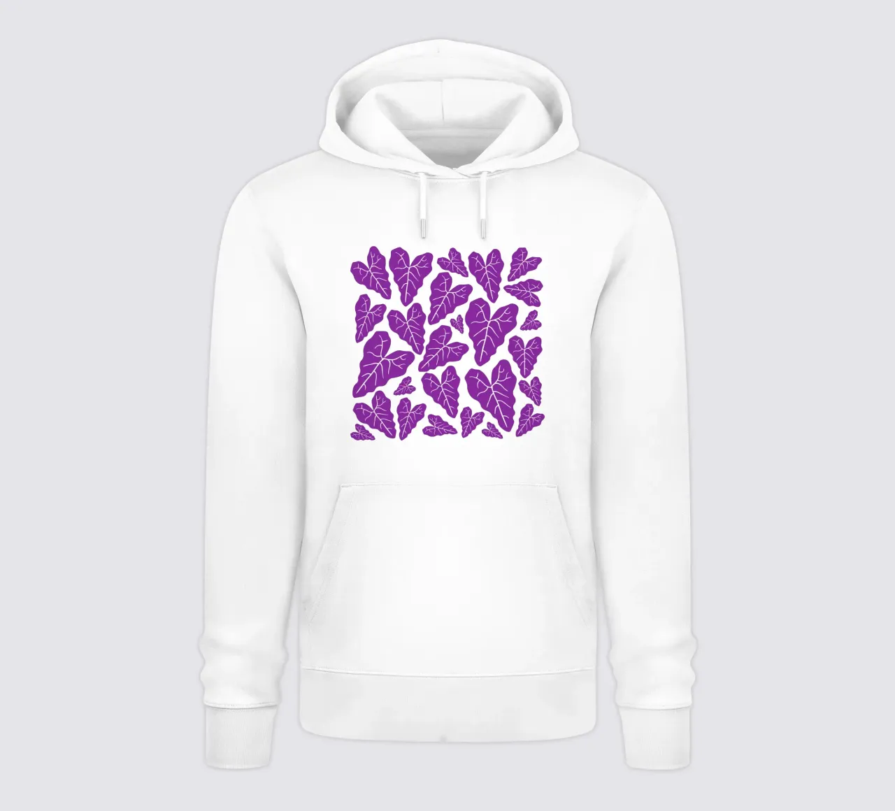 Purple leaves pattern felpa con cappuccio da baobabprintstore