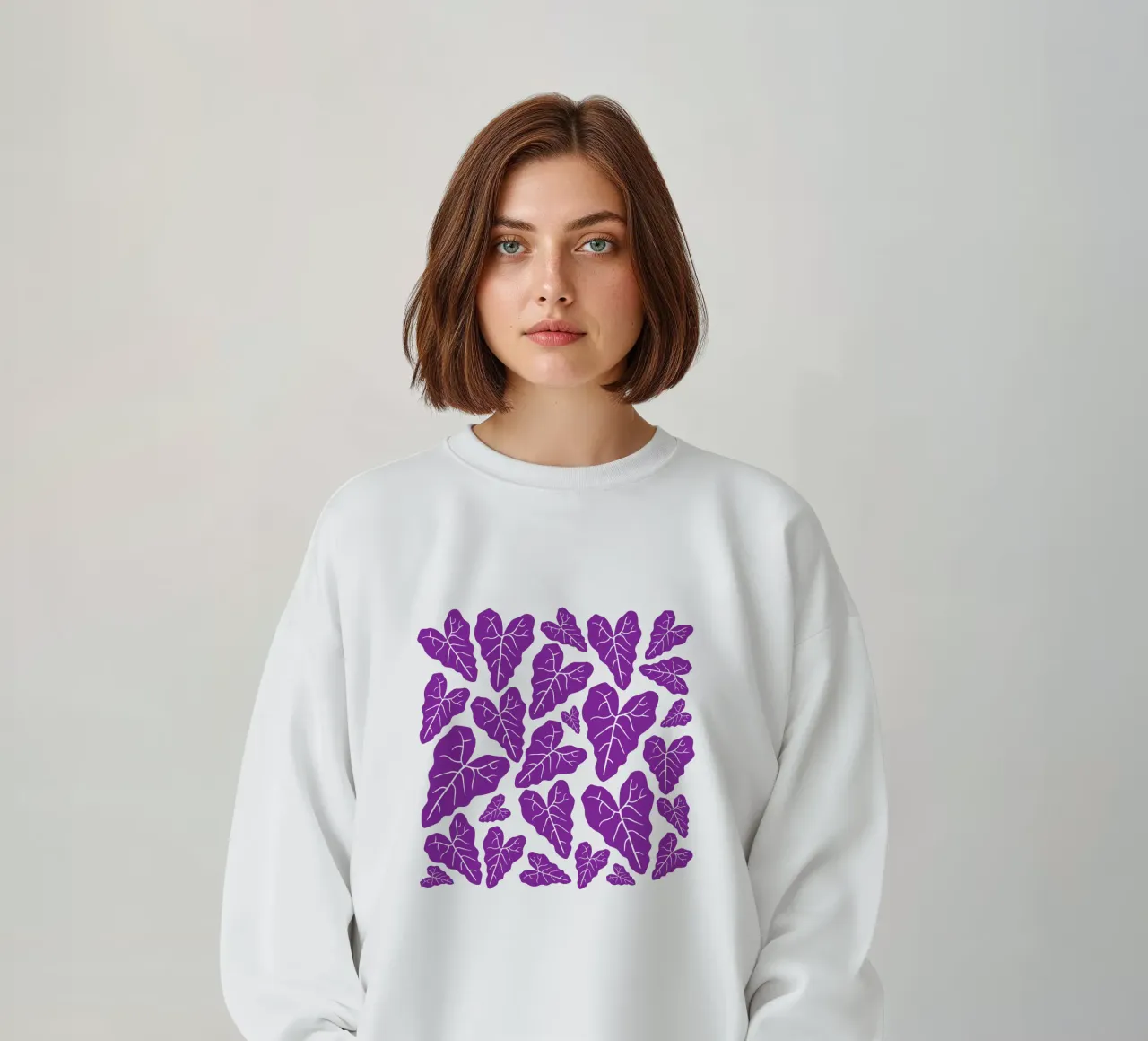 Purple leaves pattern felpa da baobabprintstore