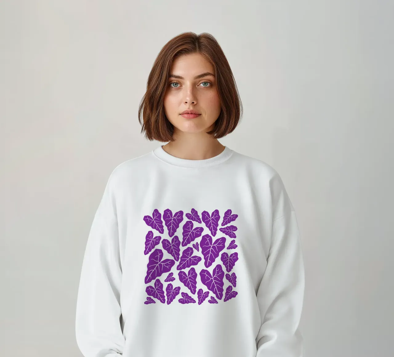 Purple leaves pattern felpa da baobabprintstore